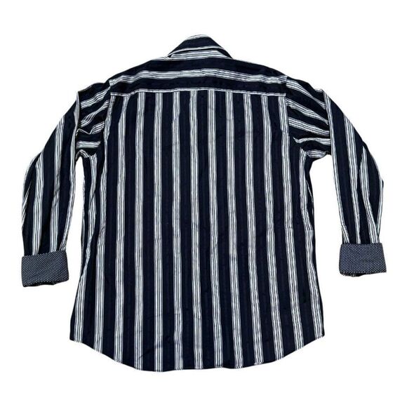 Tailor byrd Mens Classic Fit Striped Long Sleeve Cotton Shirt Size L Flip Cuff - Picture 7 of 7
